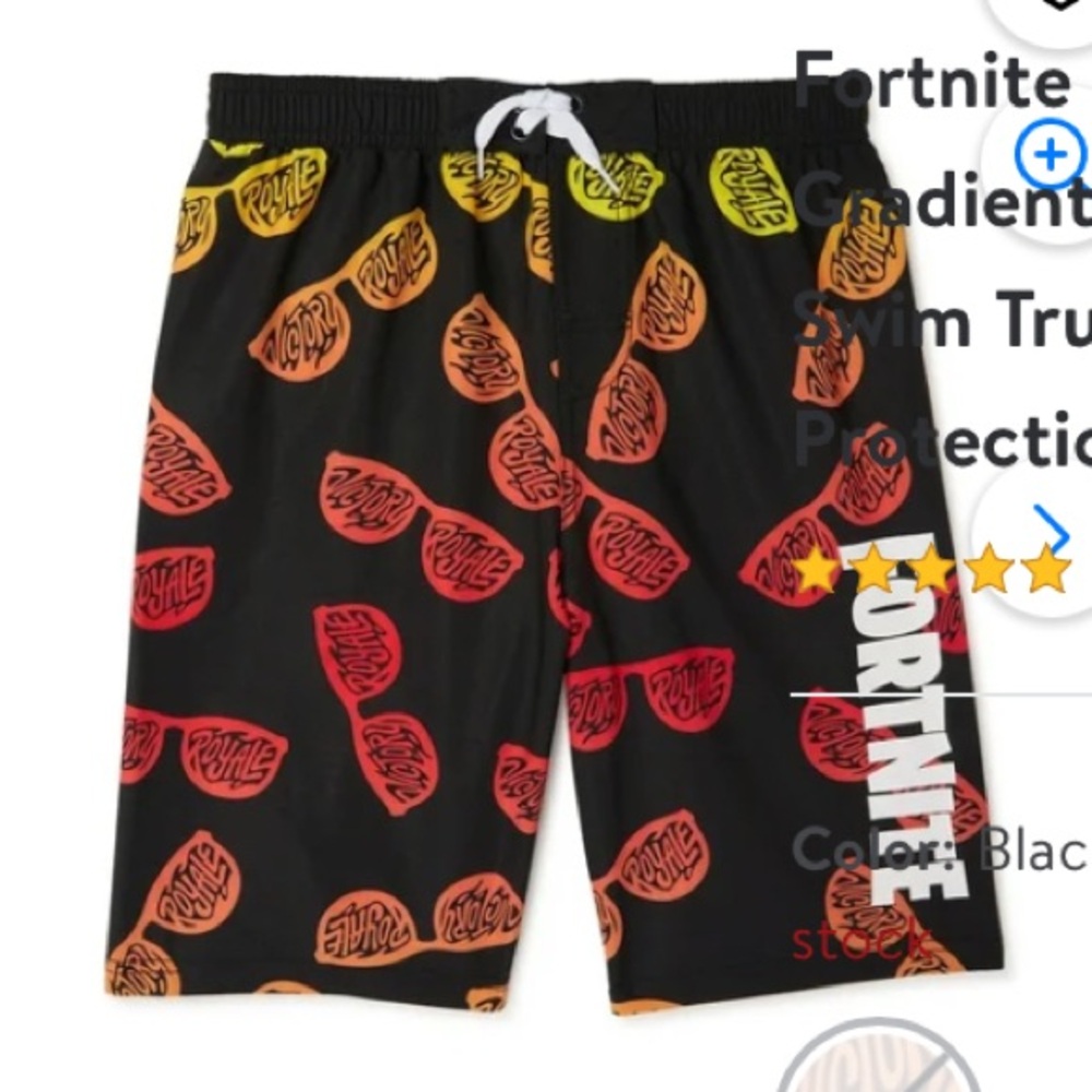 Fortnite Victory Royale Gradient Sunglasses Print Swim Trunks with UPF 50+